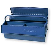 Caja de herramientas metálica vacía, color azul